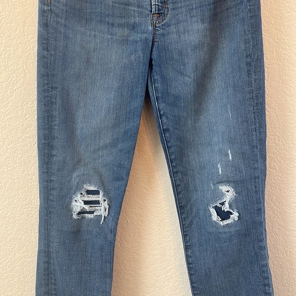 J Crew Denim Jean Pants 9 Inch High Rise Toothpick Distressed Blue size 27 - Picture 4 of 10
